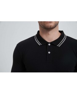 YE-8845-02 Bicolor collar polo in black