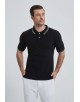 YE-8845-02 Polo noir col bicolor