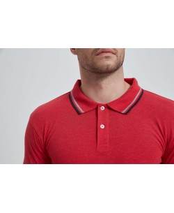 YE-8845-20 Polo rouge vintage col bicolor