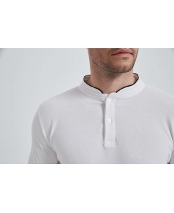 YE-8846-01 Mandarin collar polo in white