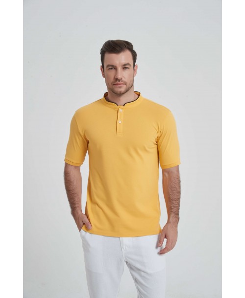 YE-8846-14 Polo jaune Golden col mao