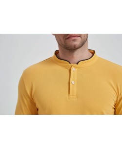 YE-8846-14 Mandarin collar polo in Golden yellow