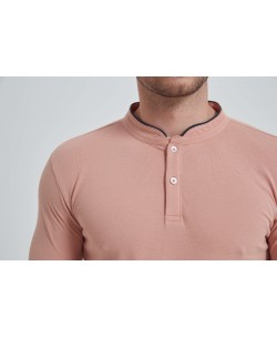 YE-8846-16 Mandarin collar polo in nude