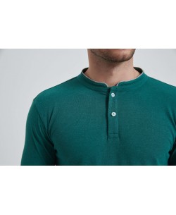 YE-8846-17 Polo vert vintage col mao