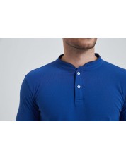 YE-8846-15 Polo bleu roy col mao