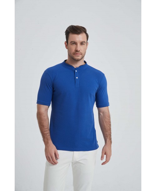 YE-8846-15 Polo bleu roy col mao