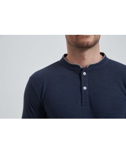 YE-8846-19 Polo marine vintage col mao