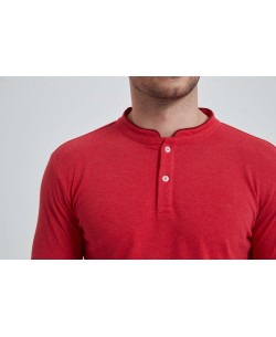 YE-8846-20 Polo rouge vintage col mao