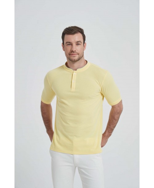 YE-8846-05 Polo jaune col mao