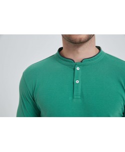 YE-8846-06 Mandarin collar polo in green