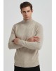 YE-6735-75 Beige jumper with funnel neck & logo 