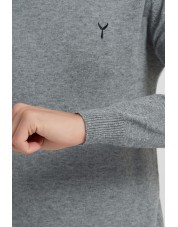 YE-6735-79 Grey jumper with funnel neck & logo 