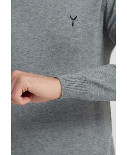 YE-6735-79 Grey jumper with funnel neck & logo 