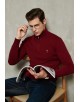 YE-6738-77 High zip neck burgundy jumper with logo