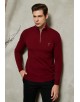 YE-6738-77 High zip neck burgundy jumper with logo