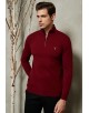 YE-6738-77 High zip neck burgundy jumper with logo