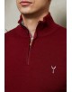 YE-6738-77 High zip neck burgundy jumper with logo
