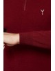 YE-6738-77 High zip neck burgundy jumper with logo