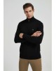 YE-6738-83 High zip neck black jumper with logo