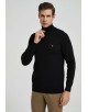 YE-6738-83 High zip neck black jumper with logo