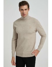 YE-6741-75 Beige turtle neck jumpers with logo