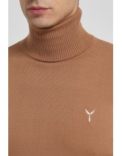 YE-6741-78 Camel turtle neck jumpers with logo
