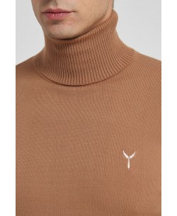 YE-6741-78 Camel turtle neck jumpers with logo
