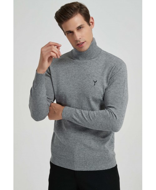 YE-6741-79 Grey turtle neck jumpers with logo