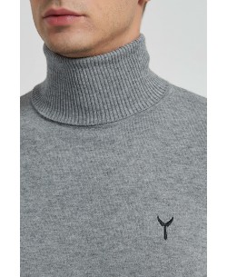 YE-6741-79 Grey turtle neck jumpers with logo