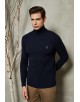 YE-6741-81 Navy blue turtle neck jumpers with logo