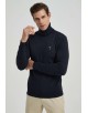 YE-6741-82 Navy blue vintage turtle neck jumpers with logo