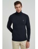 YE-6741-82 Navy blue vintage turtle neck jumpers with logo