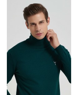 YE-6741-86 Bouteille green turtle neck jumpers with logo