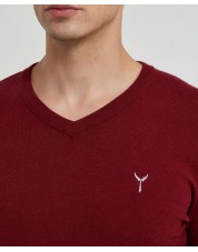 YE-6745-77 V-neck burgundy jumper with logo