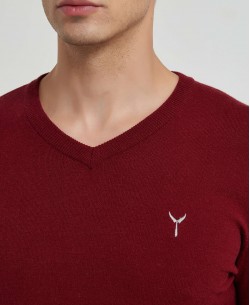 YE-6745-77 V-neck burgundy jumper with logo