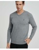 YE-6745-79 V-neck grey jumper with logo