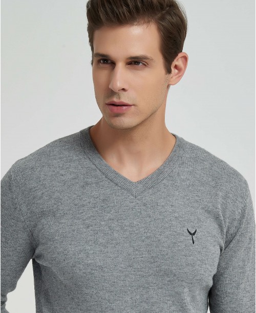 YE-6745-79 V-neck grey jumper with logo