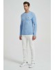 YE-6851-76 Cable knit crew neck jumper with logo in sky blue