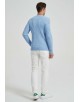 YE-6851-76 Cable knit crew neck jumper with logo in sky blue