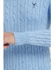 YE-6851-76 Cable knit crew neck jumper with logo in sky blue