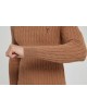 YE-6852-78 Cable knit high zip neck camel jumper with logo