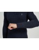 YE-6852-82 Cable knit high zip neck navu blue jumper with logo