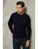 YE-6851-81 Cable knit crew neck jumper with logo in navy blue