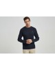 YE-6851-82 Cable knit crew neck jumper with logo in navy blue vintage