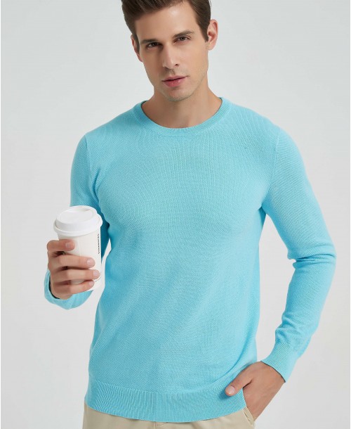 YE-6801-4 Pull bleu turquoise en coton