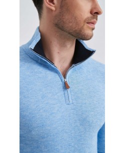 YE-6738-126 High zip neck sky blue jumper