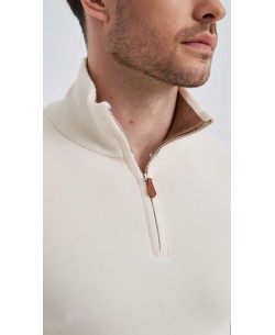 YE-6738-139 High zip neck ivory jumper