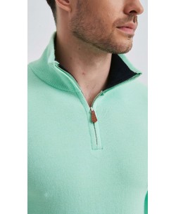 YE-6738-148 High zip neck light green jumper
