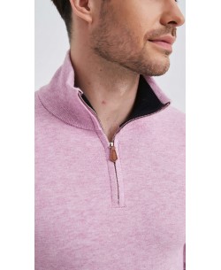 YE-6738-150 High zip neck vintage pink jumper
