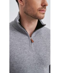 YE-6738-152 High zip neck vintage grey jumper
